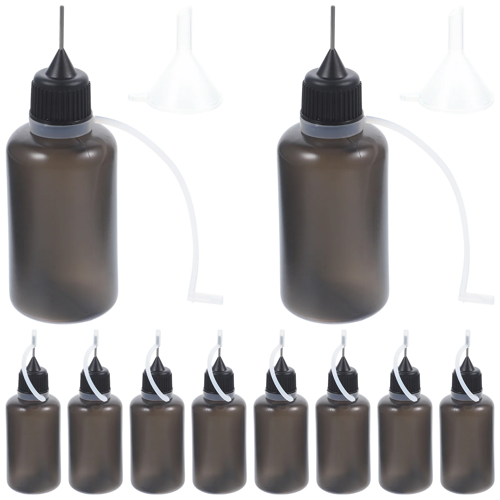 

10 Pcs Hair Oil Applicator Needle Tip Plastic Glue Black Compact Squeeze Pointed