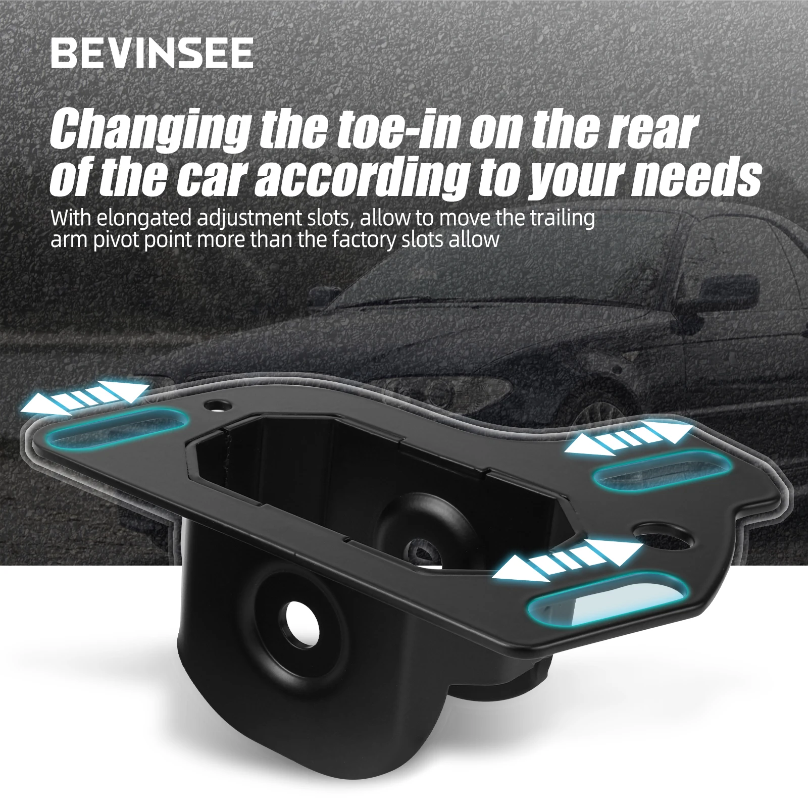 BEVINSEE Adjustable Rear Trailing Arm Brackets for BMW E36 E46 323 325 328, for BMW Z4 E85/E86, Replace 33303411877 33303411878