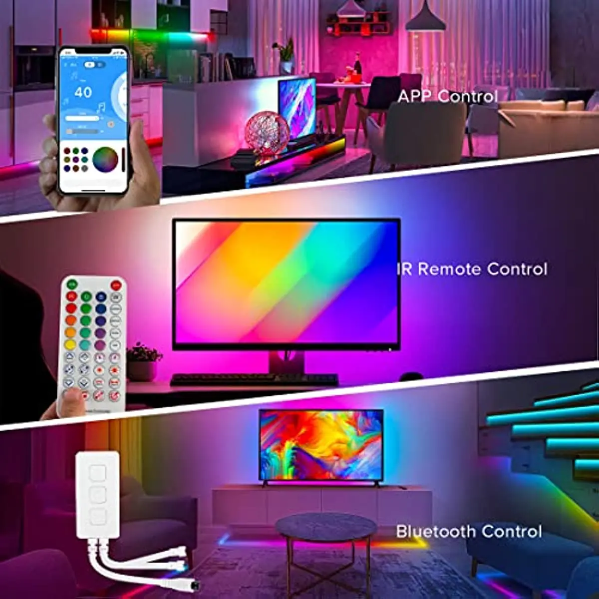 Imagem -03 - Addressabel Rgbw Ucs2904 Built-in Mic Sp617e Bluetooth App Remotecontroller Sincronização Modo de Música Temporizador para Rgb Mais Branco Led Pixel Luzes