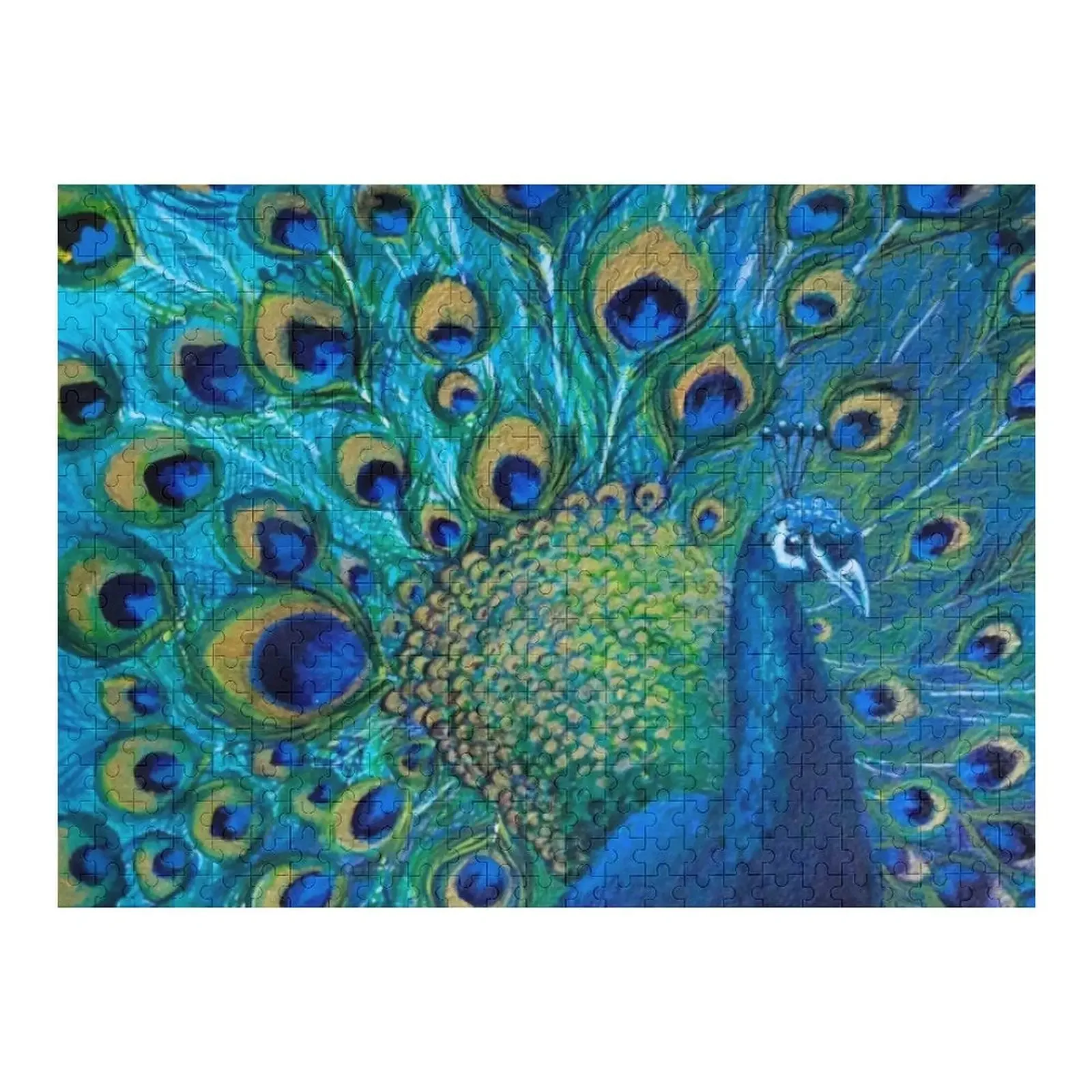 Beautiful Painted Peacock in its Full Glory Jigsaw Puzzle Wooden Name Custom Personalized Works Of Art Puzzle