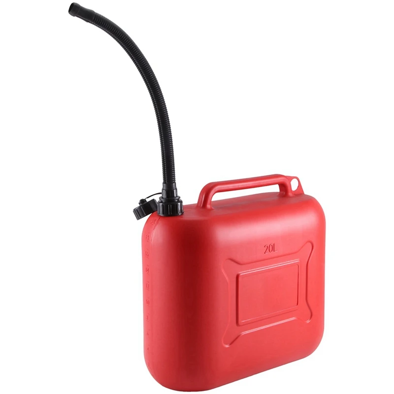 20L 5.28Gal Car Fuel Tank Can Spare Plastic Petrol Gas Container Anti-Static Fuel Carrier With Pipe For Car Travel Easy To Use