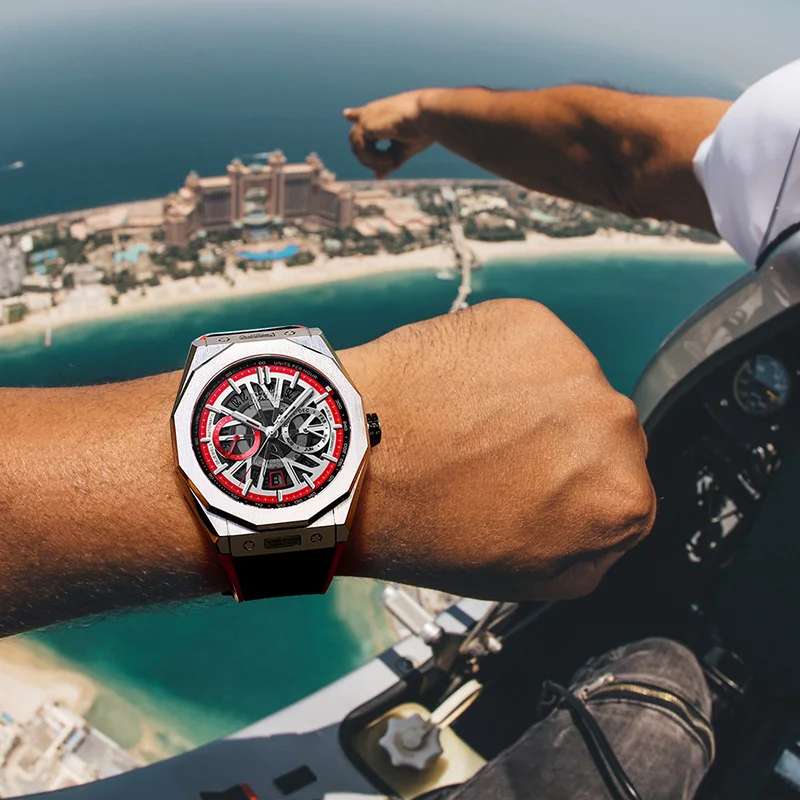 

Мужские наручные часы BONEST GATTI King Speed Series, автоматические, скелетонизированные, немецкие, механические, подарок на День святого Валентина