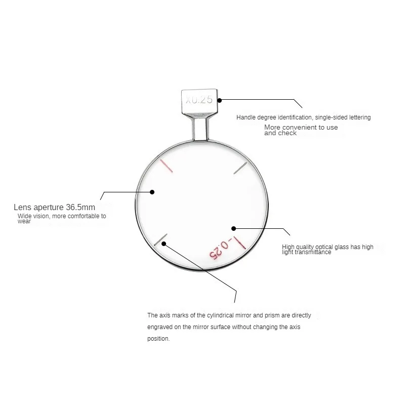 Optometric insert Trial Wearing Frame Auxiliary Lenses Metal Glass Cross Frosted Flat light Pieces Cross Pieces