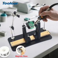 Magnetic Adjustable PCB Holder Soldering Clamp with 2 Metal Flexible Arm Soldering Helping Hand for Clamping PCB, Desoldering
