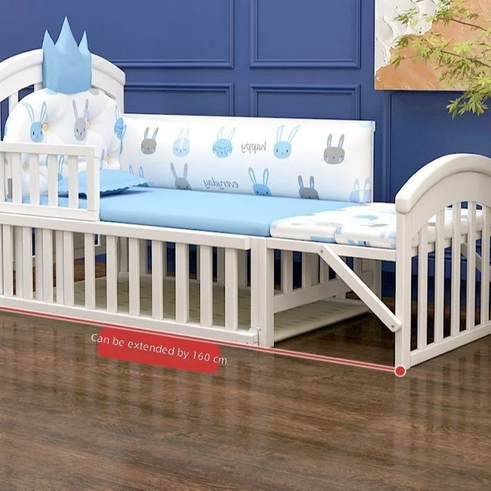 Wooden Baby Cot with Swing and Storage Multifunctional Convertible Adjustable Height Safe Toddler Bed CE Certified Infant Sleep