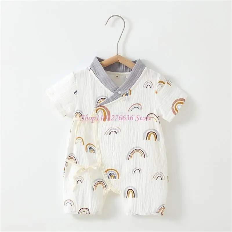 

R6FD Baby Thin Jumpsuit Breathable Cotton Romper Infant Girls Boy One-piece Coveralls