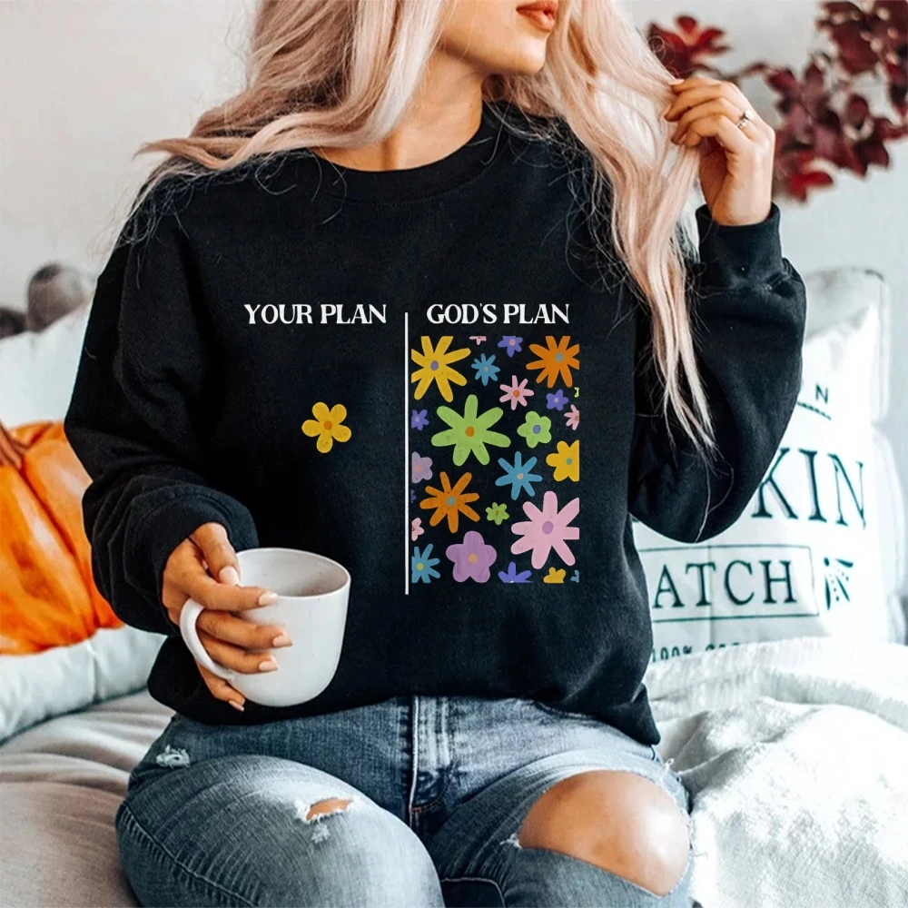 Grafisch sweatshirt met bloemen Uniek inspirerend ontwerp Casual losse lange mouwen Trendy casual ontspannende modieuze stoffen top