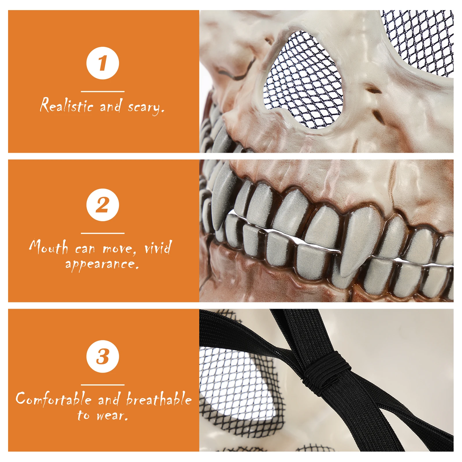 1 قطعة الجمجمة البلاستيكية مخيف هالوين زي تأثيري حفلة ديكور مهرجان الرعب الوجه ملحق حفلة تنكرية الدعامة مخيف