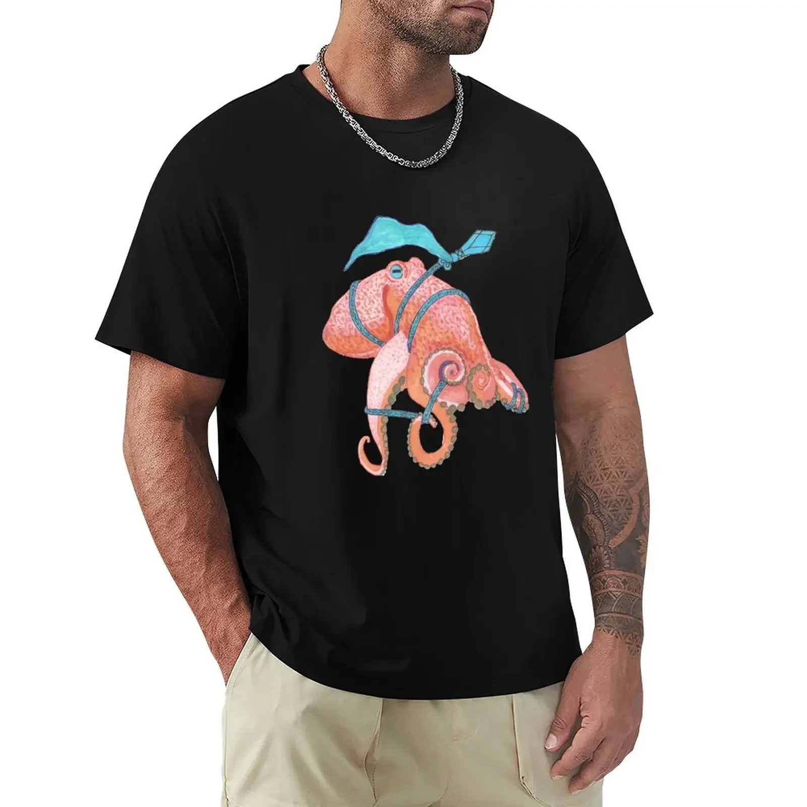 Ropedart Octopus T-Shirt for a boy summer clothes plus size tops customizeds mens t shirt graphic