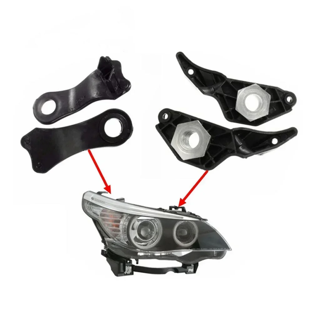 4×Car Front Headlamp Repair Kit Bracket Clip Right+Left Headlight Repair Brackets For BMW- E60/E61/525i/530i/540i/545i/550i