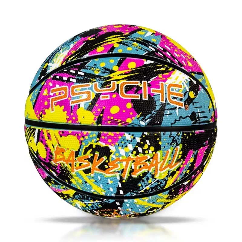Bola de basquete de borracha PSYCHE tamanho 7 certificação de basquete competição basquete ao ar livre indoor streetball com bomba