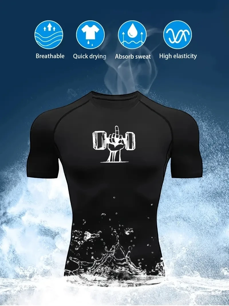 

Спортивная одежда Brand Fitness: футболка с коротким рукавом, компрессионная одежда для занятий спортом на открытом воздухе — топы для бега, тренировок в спортзале для мужчин и женщин