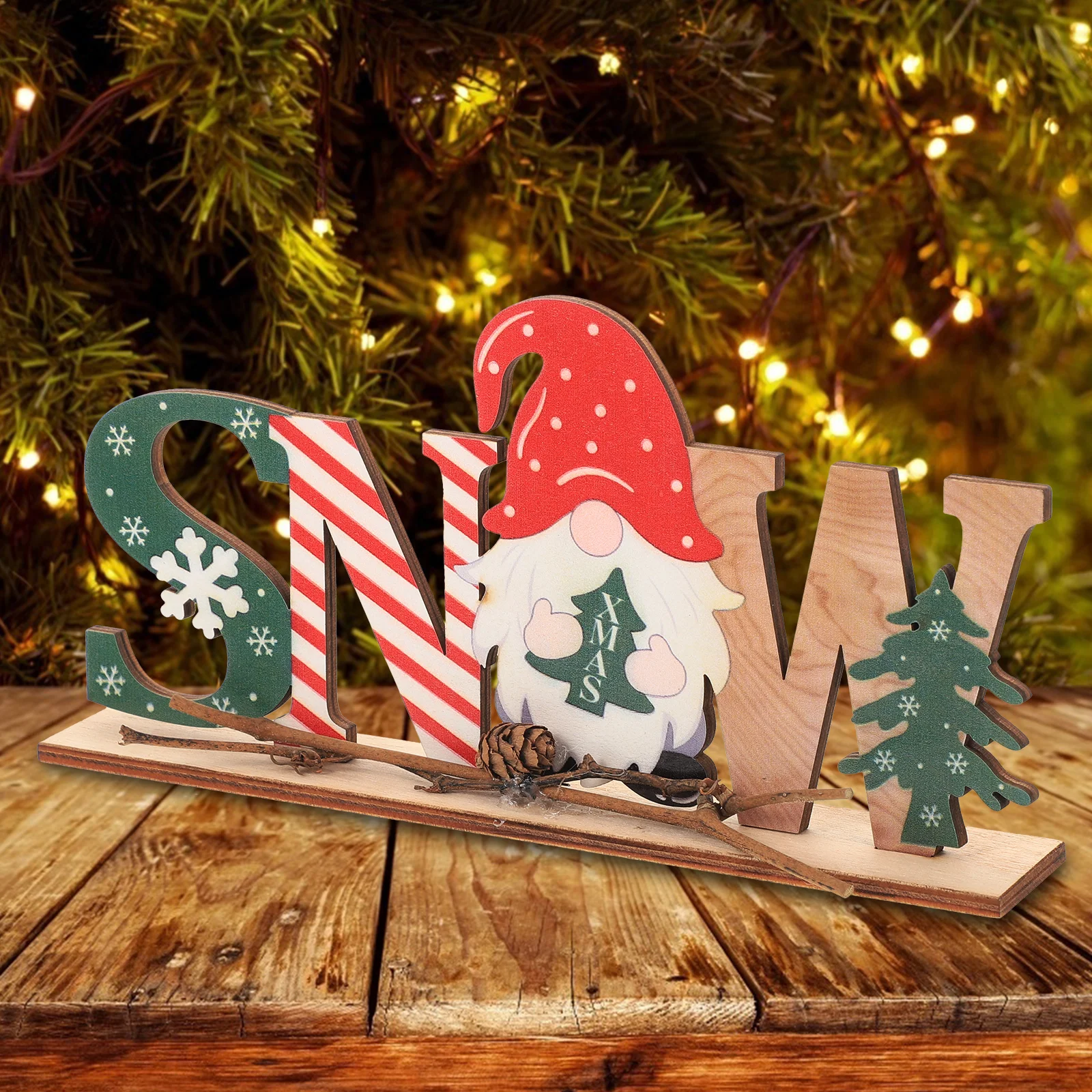 

1pcs Cute Christmas Letter Ornament Desktop Decorative Craft For Home Party Colorful Xmas Decoration Wooden Diy Adornment