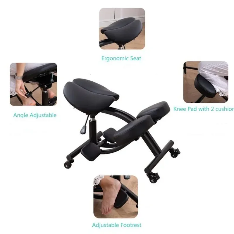 Saddle Seat Kneeling Chair With Wheels Adjustable Ergonomic Stool Office Mobile Sillas Para Comedor Room Furniture GY50DC