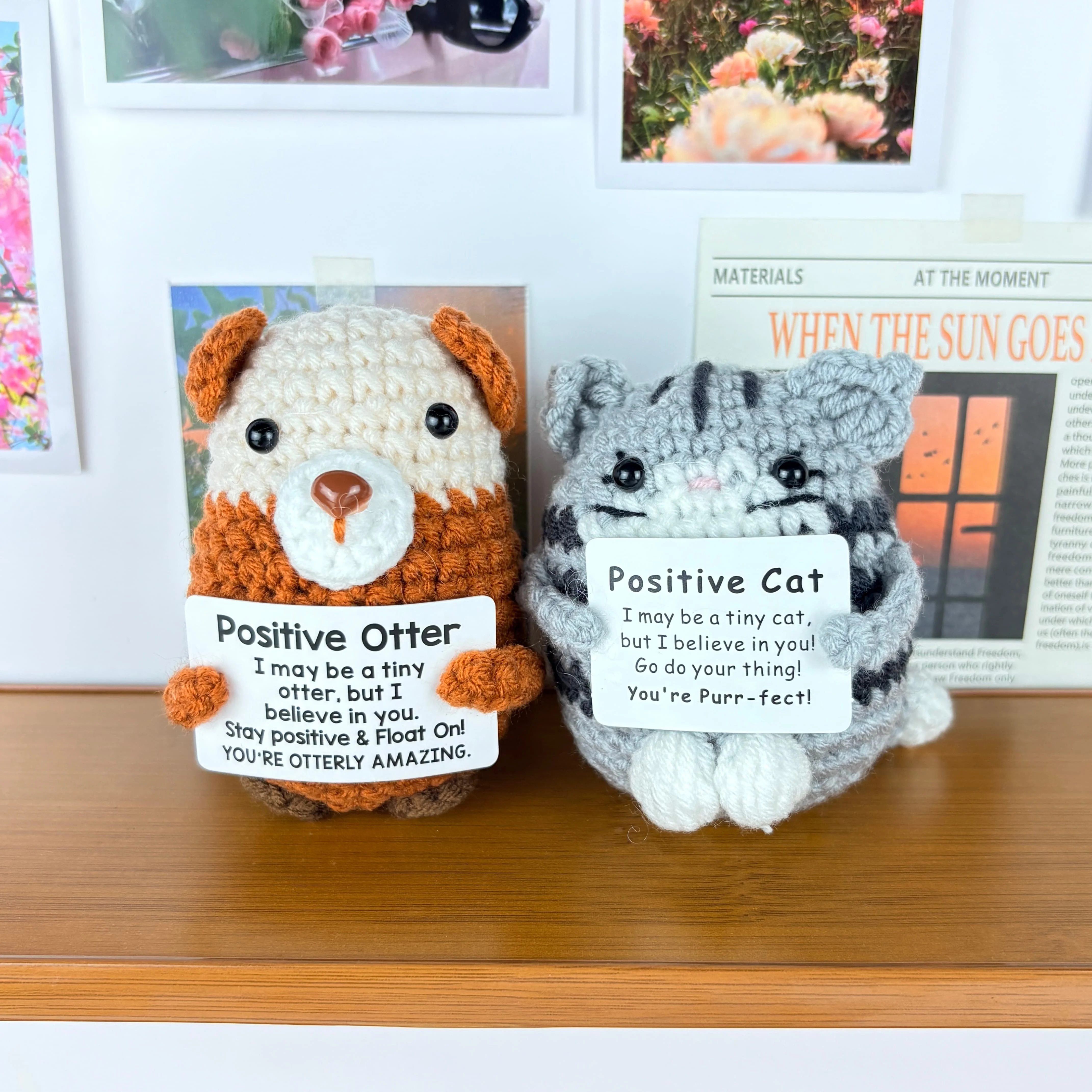 Funny Positive Bees Duck Shark Cat Dog Crochet Emotional Support Doll Positive Crochet Animals Gift for Friend Creative Dolls view 5