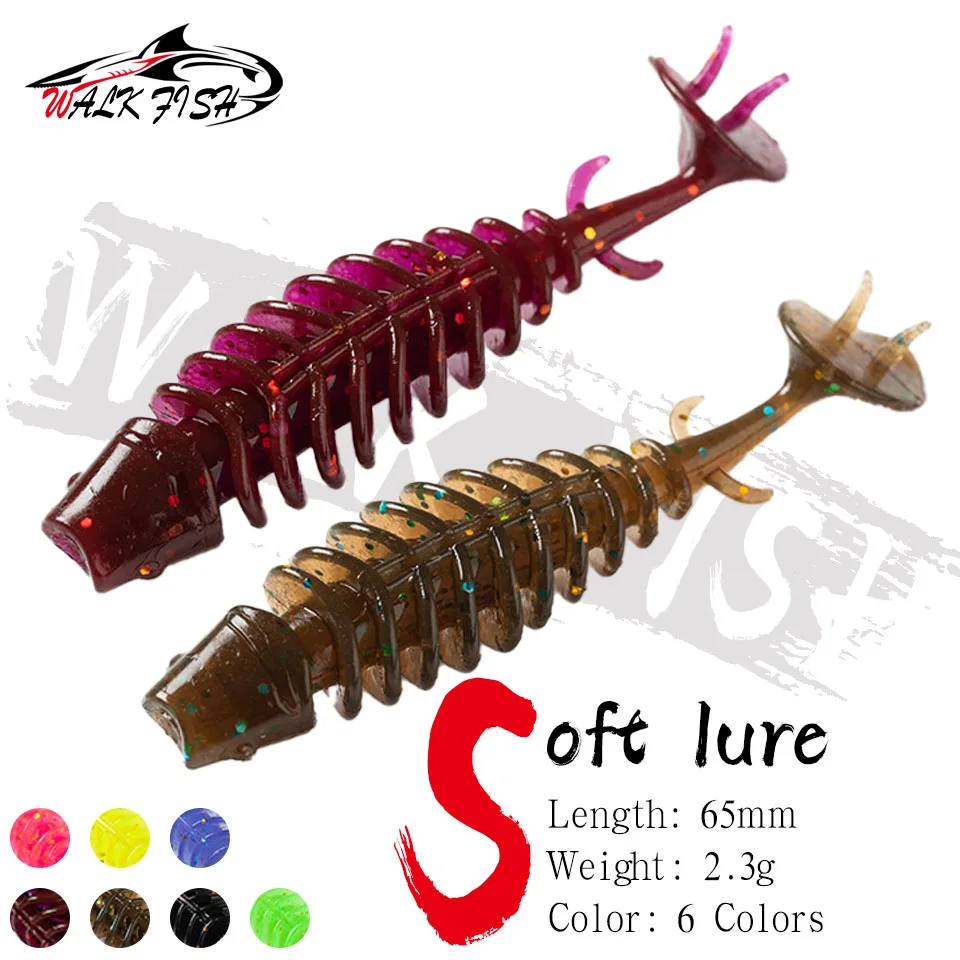 SPAZIERGANG FISCH 6PCS 6,5 cm 2,3g Neue Schwimmende Weicher Köder Künstliche Weiche Köder Wobbler Swimbait Für Bass angeln Zubehör Lockt