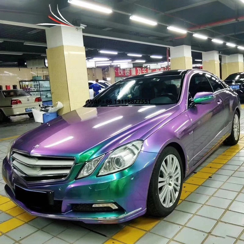 

Diamond City Green Color Changing Sticker Glossy Diamond Rainbow Film Car Body Sticker