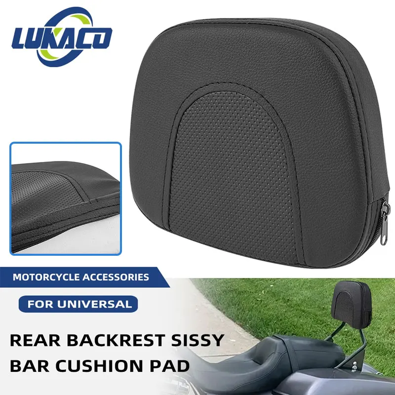 

Universal For Harley Yamaha Honda BMW Chopper Cruiser Motorcycle Rear Backrest Sissy Bar Cushion Pad Leather Black Accessories
