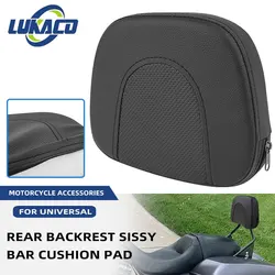 Universal For Harley Yamaha Honda BMW Chopper Cruiser Motorcycle Rear Backrest Sissy Bar Cushion Pad Leather Black Accessories