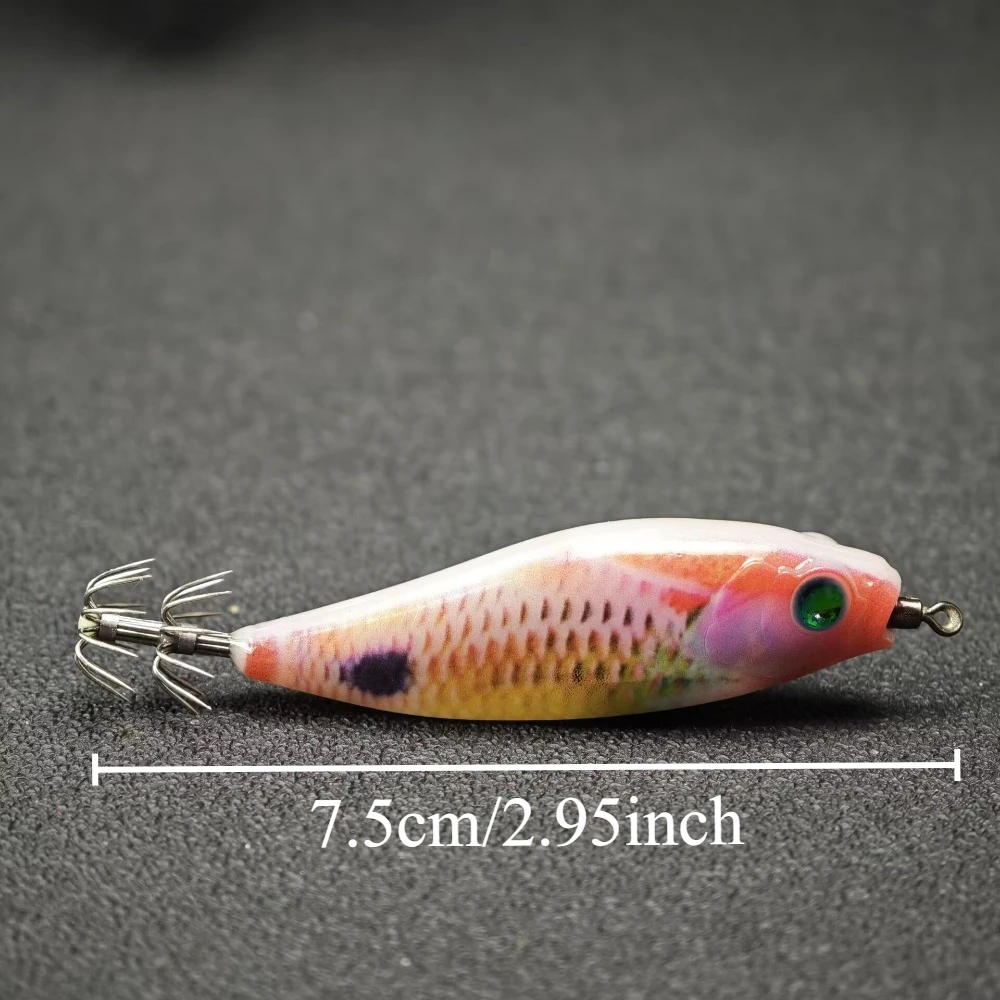 6 Stück/Set 7,5 cm/6 g Leuchtender Tintenfisch-Jig-Haken Garnelen-Köder Oktopus-Garnelen-Köder Angelköder Angelzubehör – Detail 1