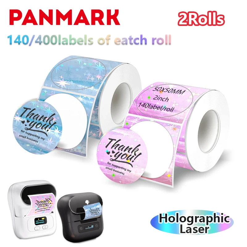 

2-дюймовая голографическая лазерная термонаклейка с круглой звездой, совместимая с Phomemo MUNBYN, самоклеящаяся термопечатиная бумага для этикеток