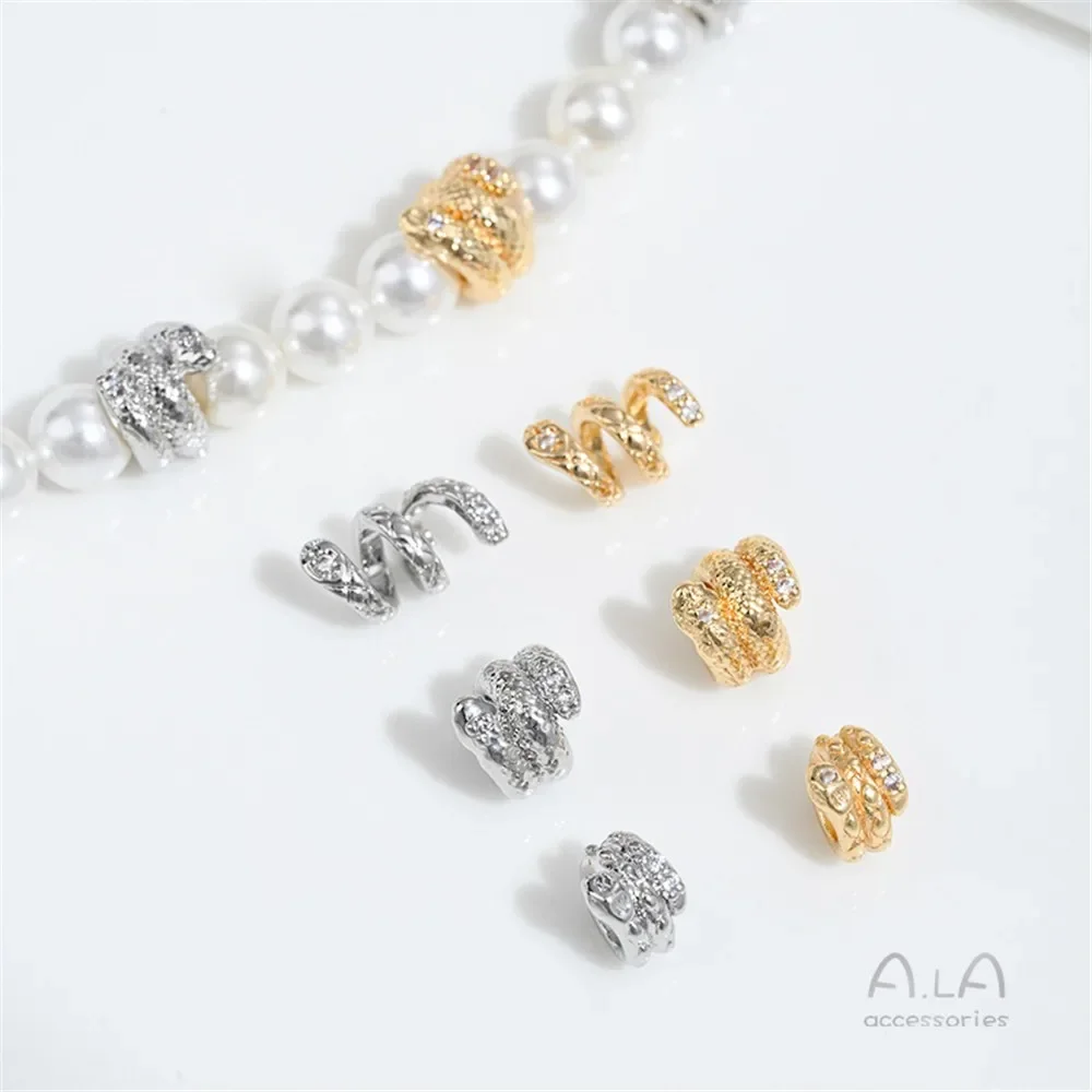 Z429 14K مطلية بالذهب الأفعى على شكل التوتير لوحة ثعبان أنبوب الخرز اليد سترونج الخرز سوار ذاتي الصنع قلادة مجوهرات اكسسوارات #2