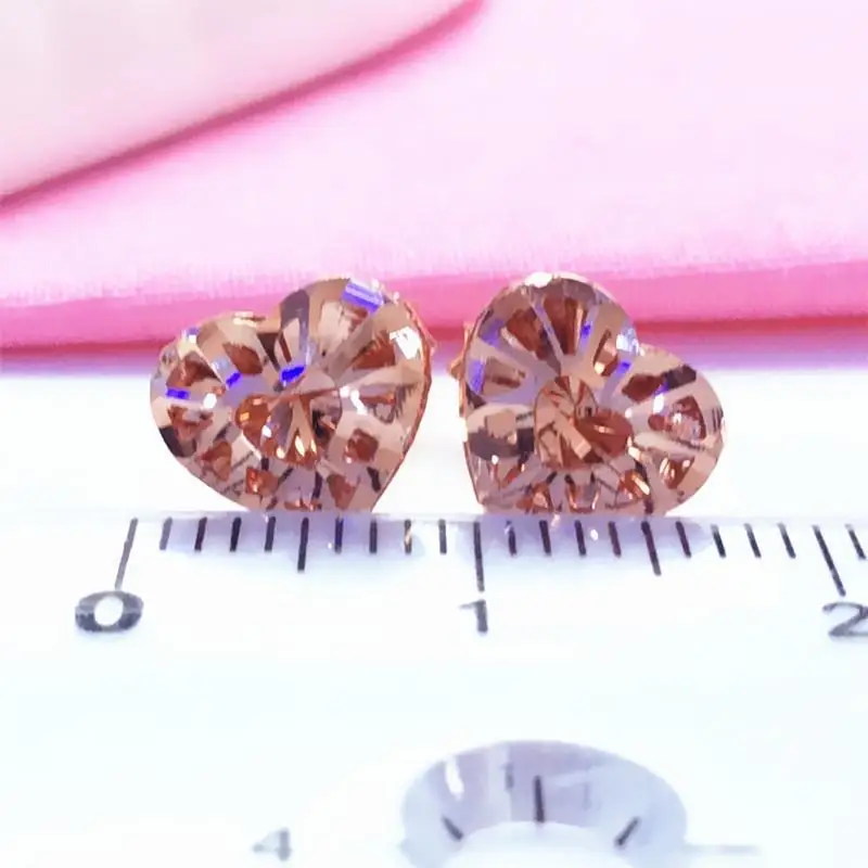 585 fioletowe złoto moda hollow heart ear studs14k różowe złoto trójwymiarowy projekt romantyczny urok randki biżuteria ślubna