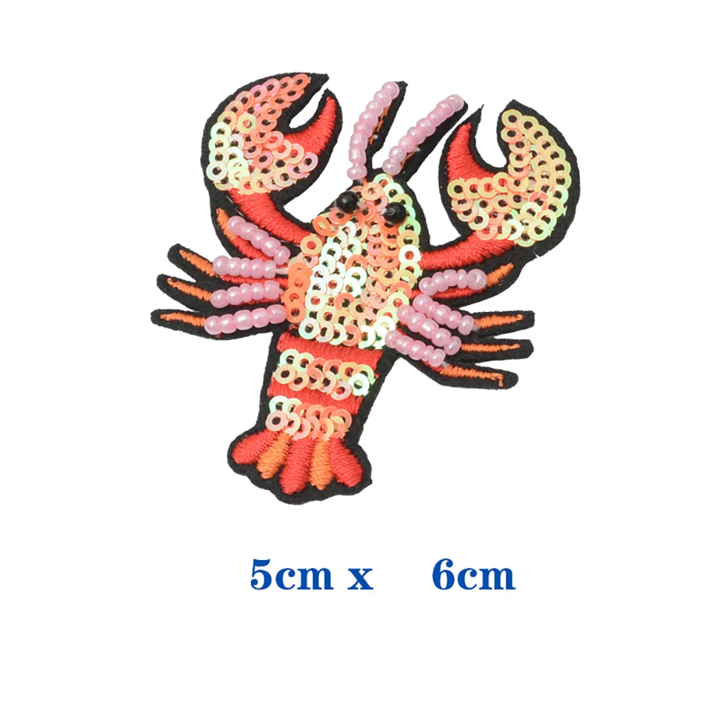 1 Piece Sew on Beaded Patch Cute Sea Turtle Jellyfish Starfish Lobster Dragonfly Patch for Garment DIY Decoration