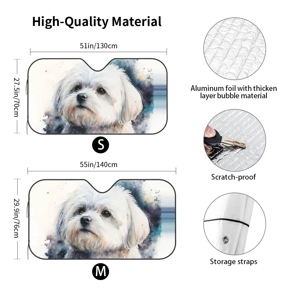 Maltese Dog Art Sunshade Windscreen Car Front Windshield Window Sun Visor Accessories Covers - view 2