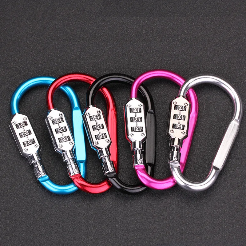 3 Digits Password Carabiner Clip Llock For Camping Accessory Hiking Keychains Outdoors and Gym etc D Shape Hook Small Carabiners