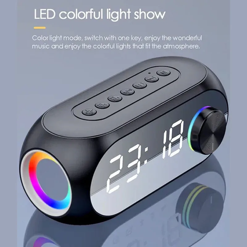 S8 Wireless Bluetooth Speaker Mirror Clock HD Led Multifunction Stereo Speakers Alarm Clock FM Radio TF Card Dual Alarm Clock