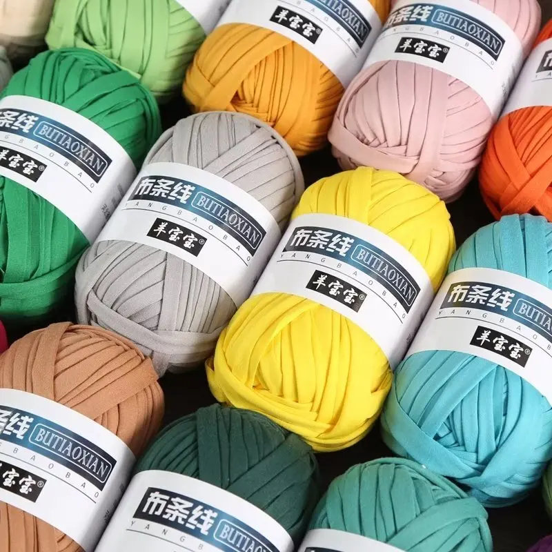 100g/ball 2cm Thick Cloth Yarn for Crochet Soft Colored Yarn for Hand Knitting Woven Bag Carpet DIY Hand-knitted Material