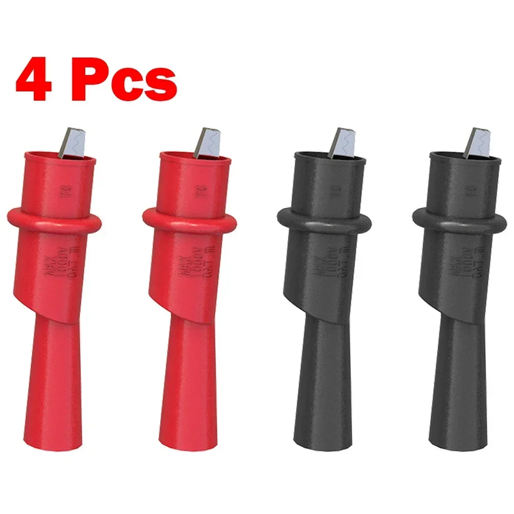 4pcs Multimeter Push On Clip Insulated Crocodile Clamp For Electrical Connect 2mm Multimeter Test Probes PVC Casing