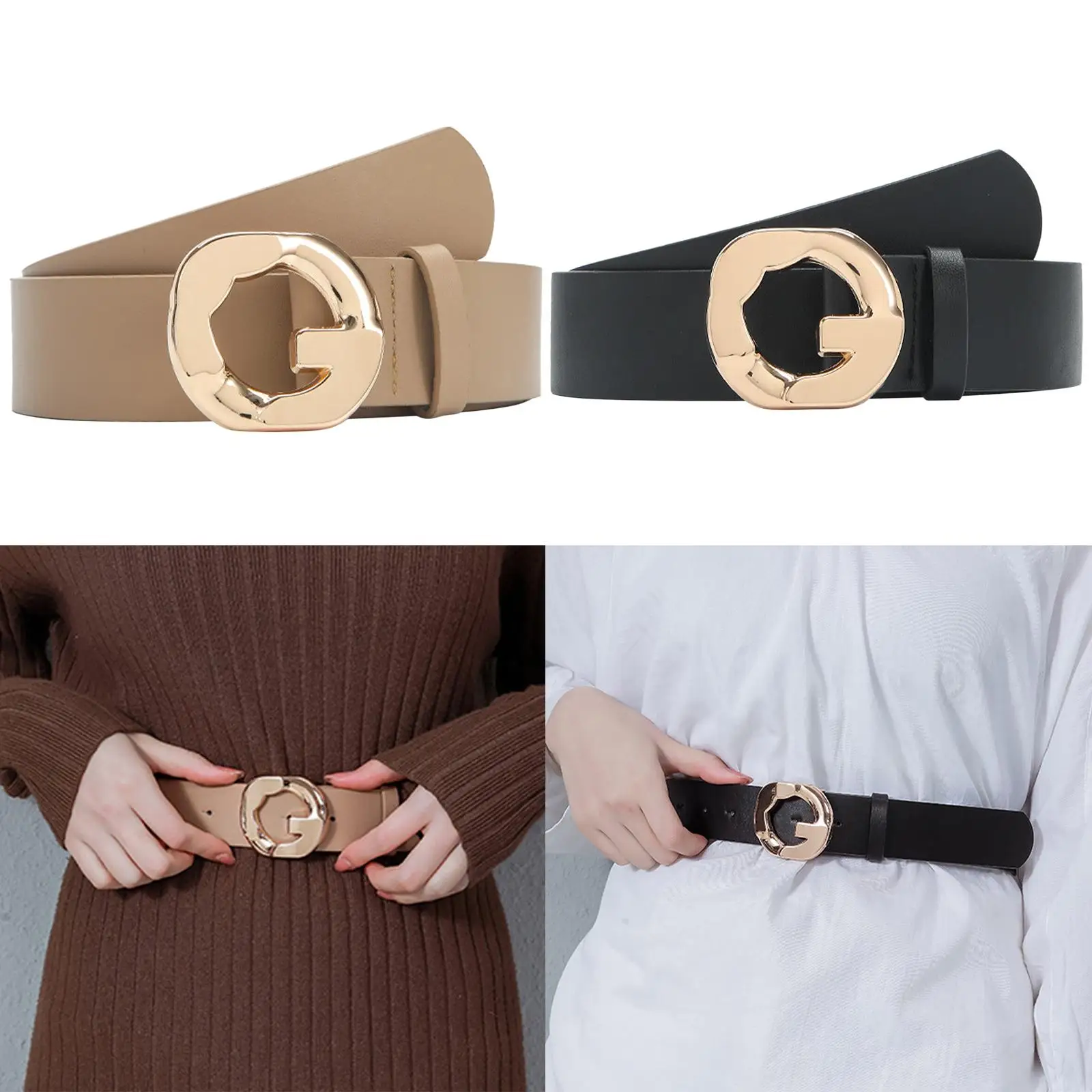 Cinturón de cuero de estilo retro, pretina de mujer con hebilla de aleación, cinturones anchos ajustables para damas y niñas, suéteres, pantalones vaqueros