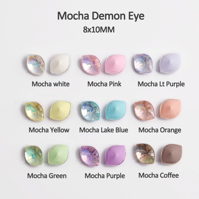 New Mocha Demon Eye K9 Glass Crystal 8x10MM Pointback Nail Art Rhinestone 3D DIY Manicure Decoration Diamond