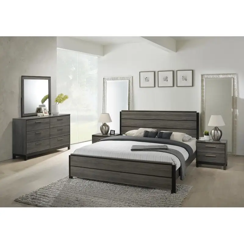 

5-Piece Queen Bedroom Set in Antique Grey Finish: Includes Dresser, Mirror, 2 Nightstands