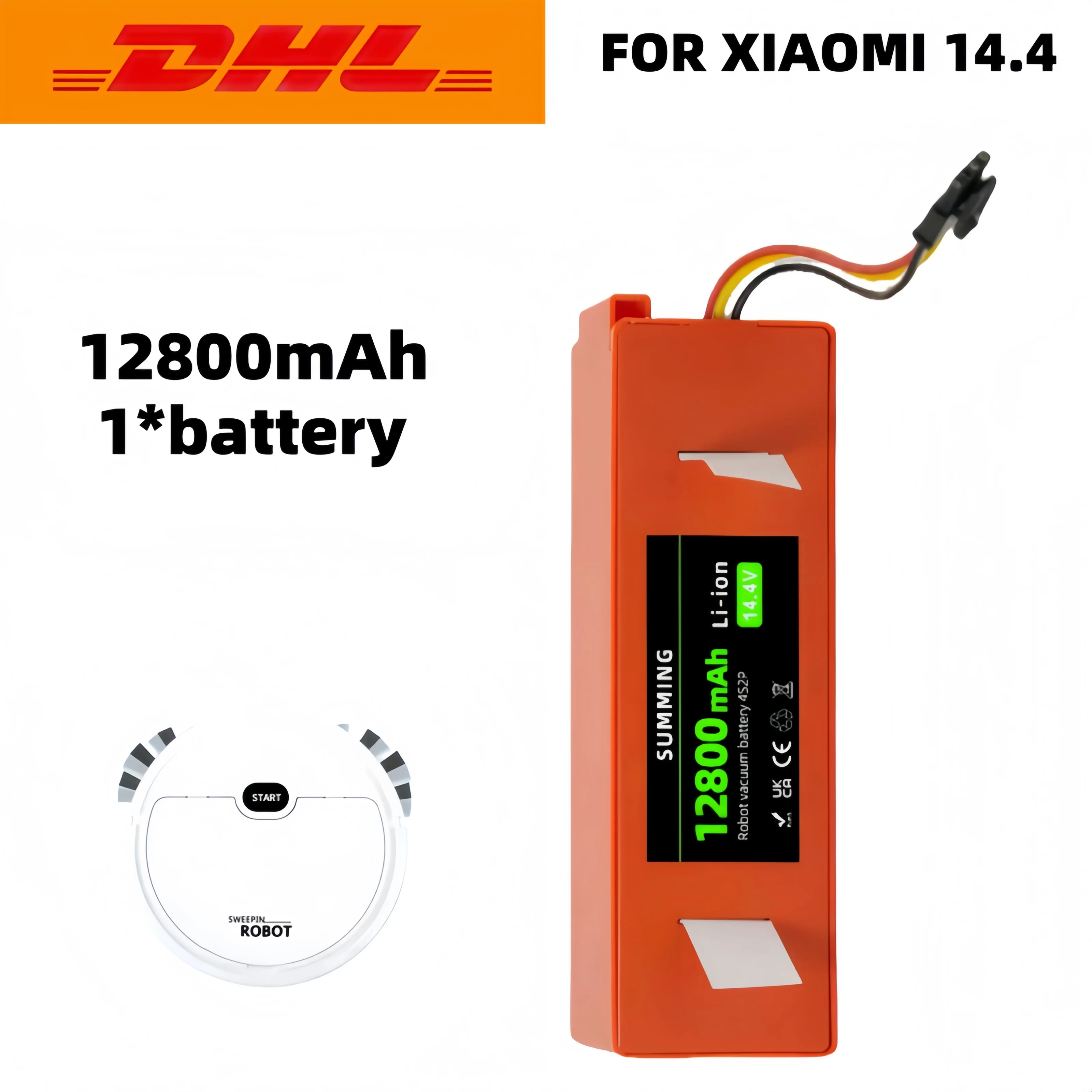 

100% new battery, suitable for Xiaomi robotic vacuum cleaner 14.45V rechargeable battery 12800mAh, suitable for S50 S51 S55 T6