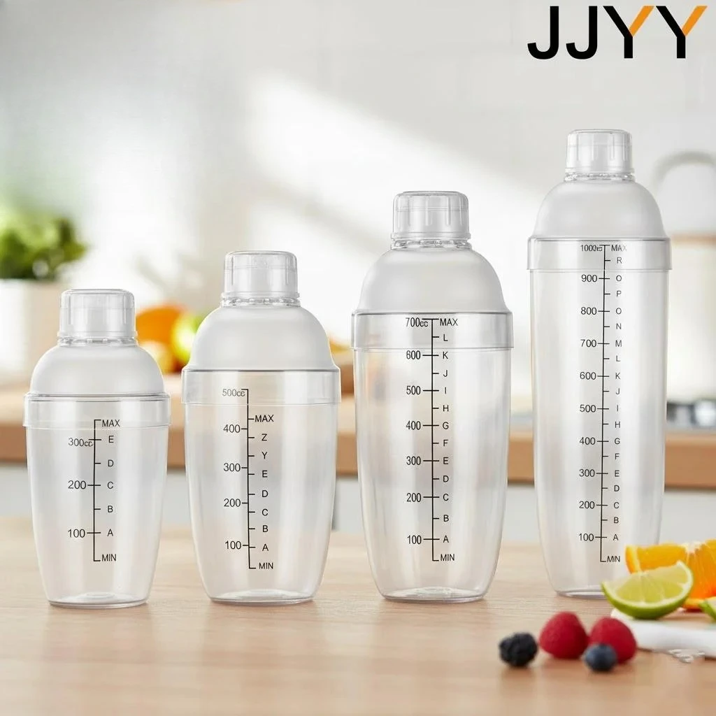 Portable Plastic Cocktail Shaker with Scales for Home Bar Drink Mixing Bartending Tools Transparent
