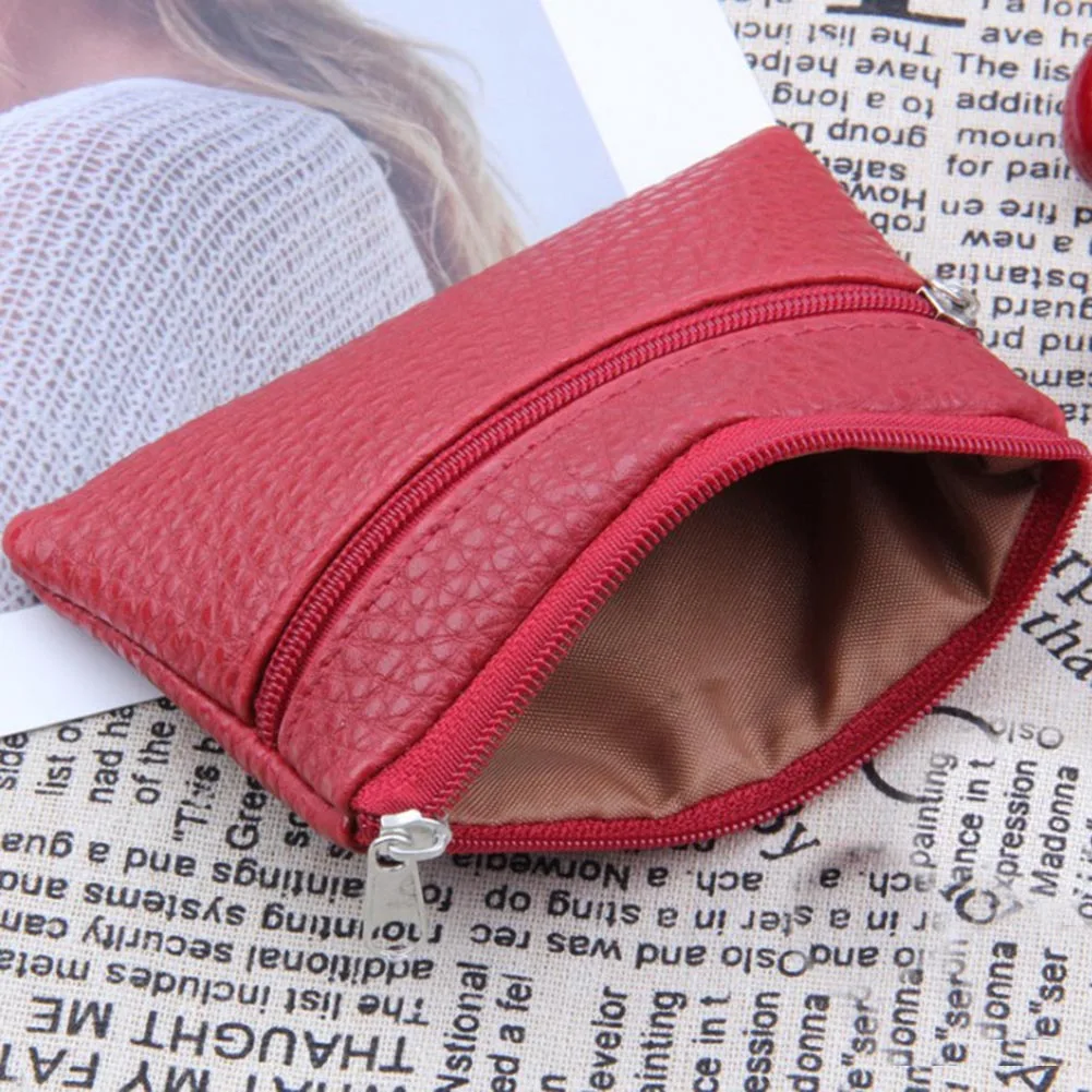 New PU Leather Coin Purse Female Wallets Women Zipper Coin Purses Children Storage Card Holder Bags Solid Color Mini Pouch image 3