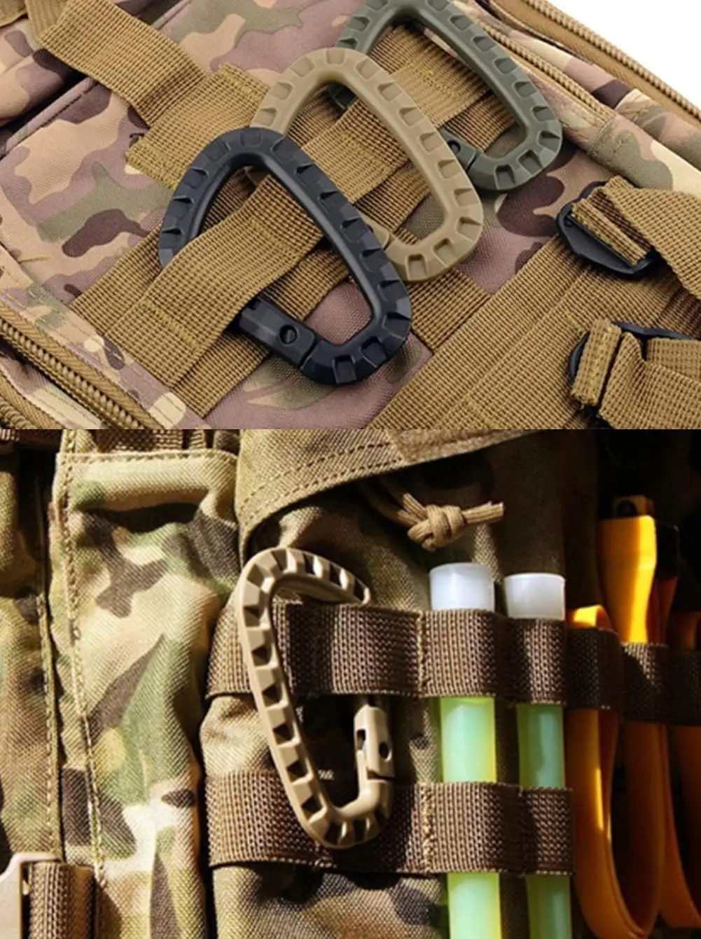 5 Stück taktische Kunststoff-Karabiner ITW Molle Gurtband Schnallen harter D-Ring Feder Snap Gear Clip Haken EDC für Outdoor Camping Wandern – Detail 2