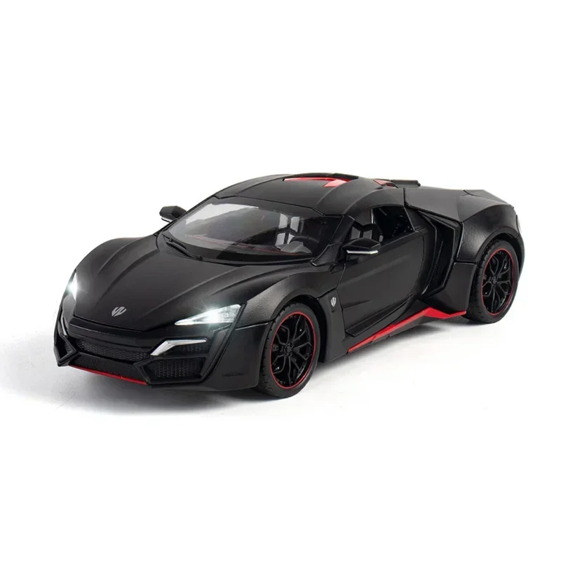 1/24 Lykan Hyper Sports Car Alloy Pull Back Model samochodu Symulacja dźwięku i światła Może otworzyć drzwi Odlewany zabawkowy samochód Zabawki dla chłopca Prezent