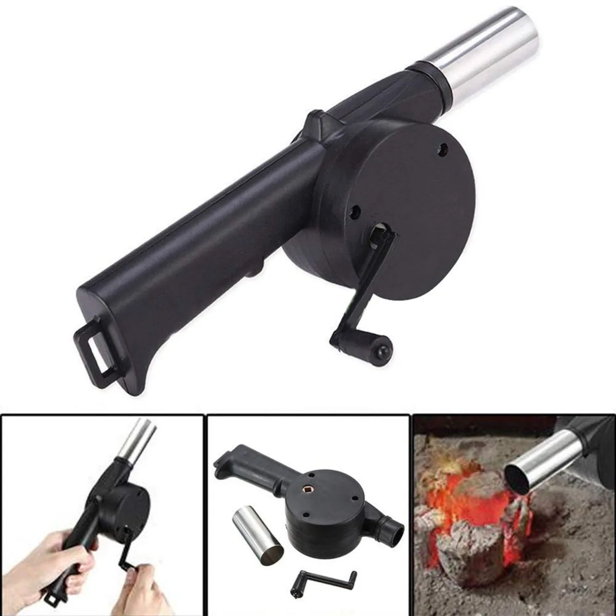 

Hand Crank Air Blower - Portable Manual BBQ Fan for Camping, Bonfires & Grilling, Lightweight & Multi-Purpose