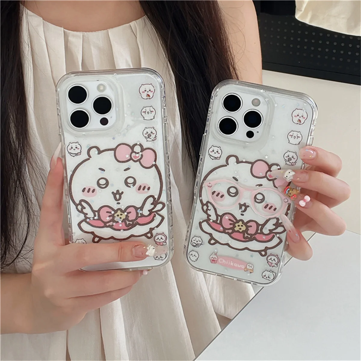 

Kawaii Glitter Cute Cartoon Phone Case For iPhone 16 Pro 15 14 13 Pro Max Back Cover Shockproof Protective Cases