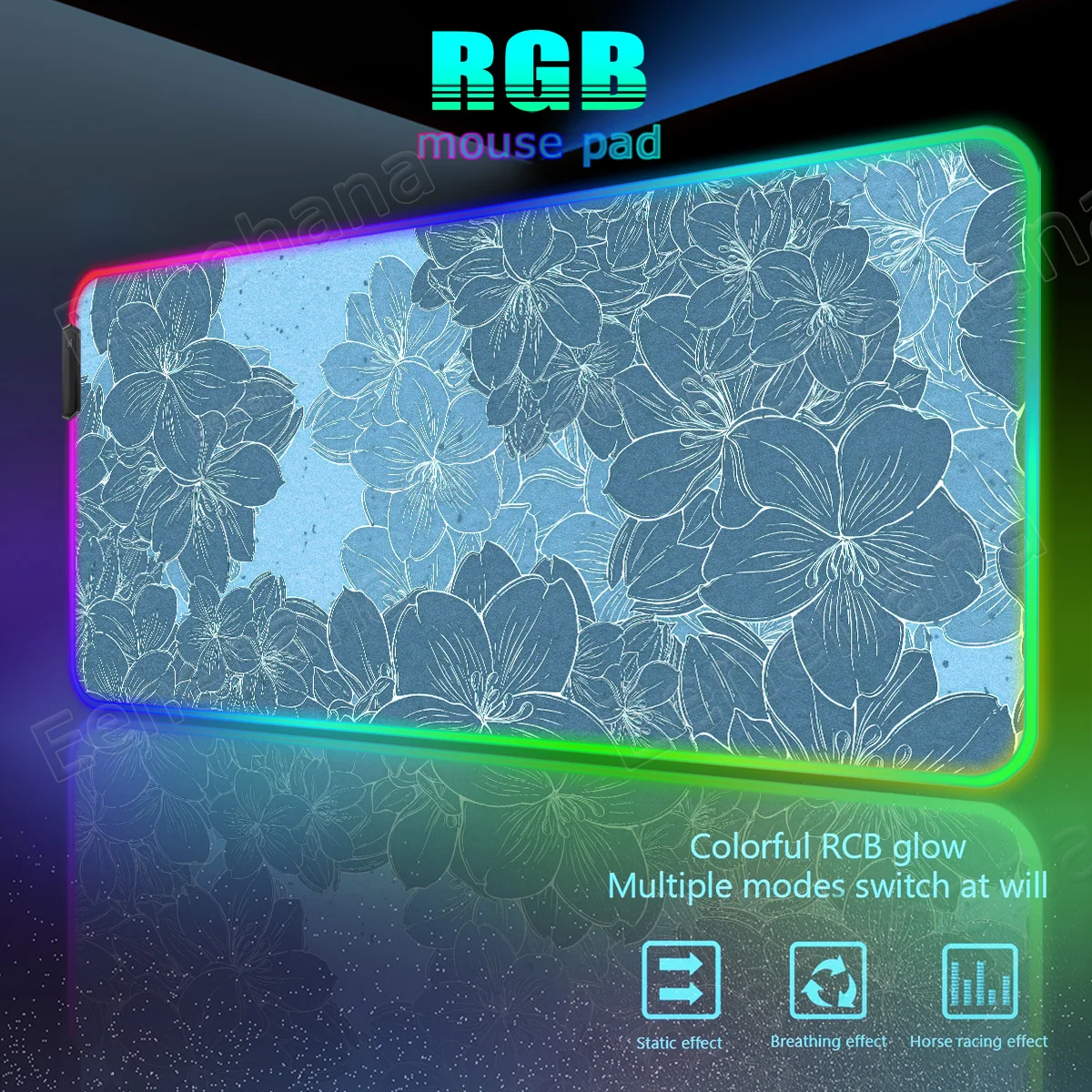 RGB Pink Sakura PC Gamer Locking Edge Mouse Pad Cherry Blossom Office Desk Mat Keyboard Home Accessories Laptop Luminescence Pad