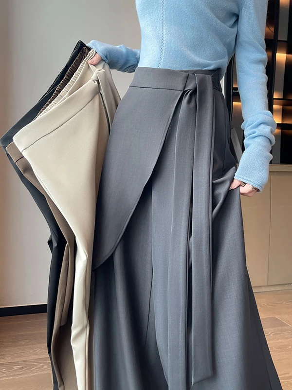 Hoge taille wijde pijpen pakbroek dames casual draperen afslankende lange broek herfst Faion Ele woon-werkverkeer Sle