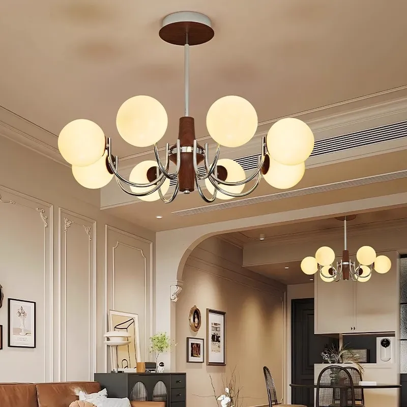 باوهاوس الكهربائي الحديد الفن LED الثريات الأبيض كرة زجاجية مصباح معلق غرفة المعيشة غرفة نوم مطعم فندق قلادة الخفيفة