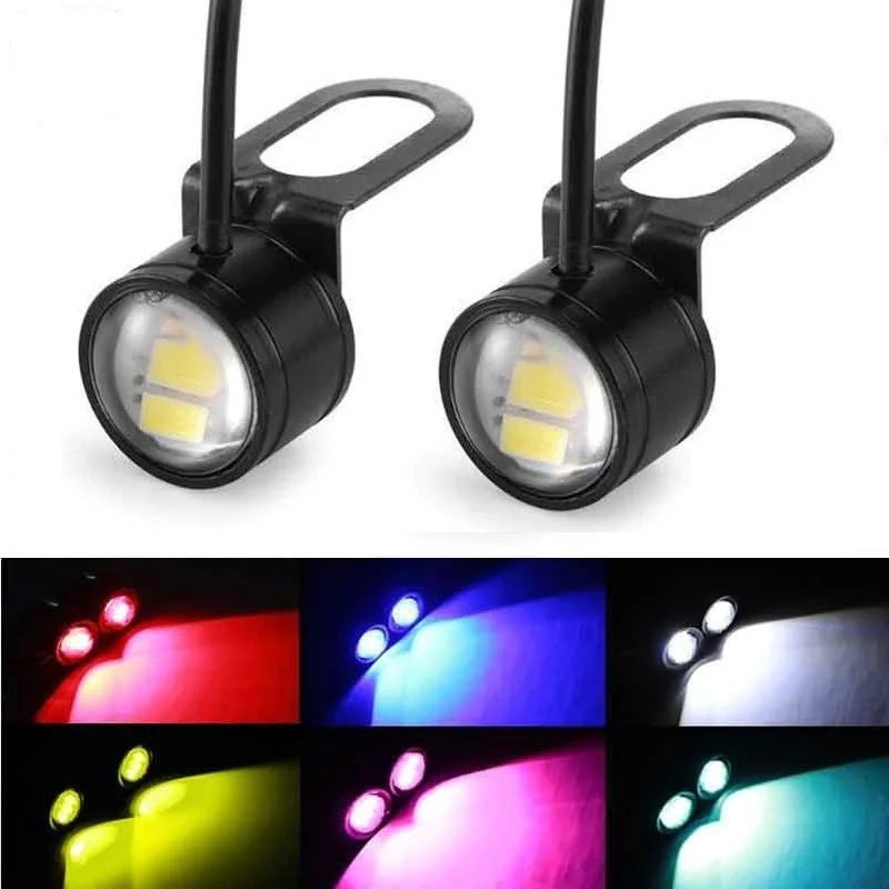 2pcs Car Eagle Eye LED Reverse Backup Driving Strobe Light Signal Lamps Motorcycle Fog Lamp Headlight Daytime Running Lights