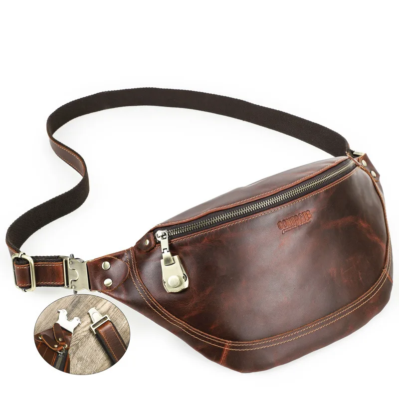 Fashionable British Style Top Layer Cowhide Cow Belt Password Lock Men's Multi Functional Genuine Leather Sports Phone Waist Bag