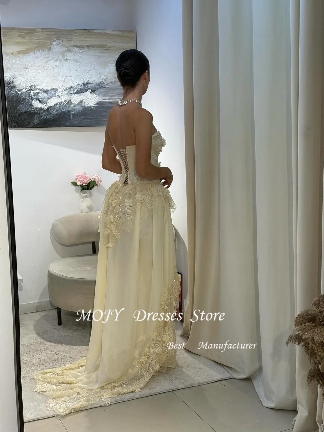 فساتين سهرة مخصصة من Mojy فساتين سهرة للحفلات الراقصة من الدانتيل حورية البحر فيستدوس دي فيستا فستان سهرة نسائي