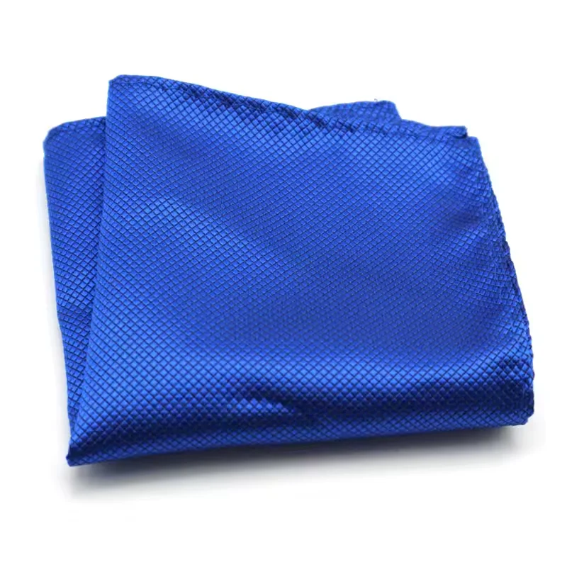 Fashion Dark Red Grid Pattern Pocket Square For Men Business Chest Blue Grid Classic Suit Napkin Handkerchief As Shirt Accessory